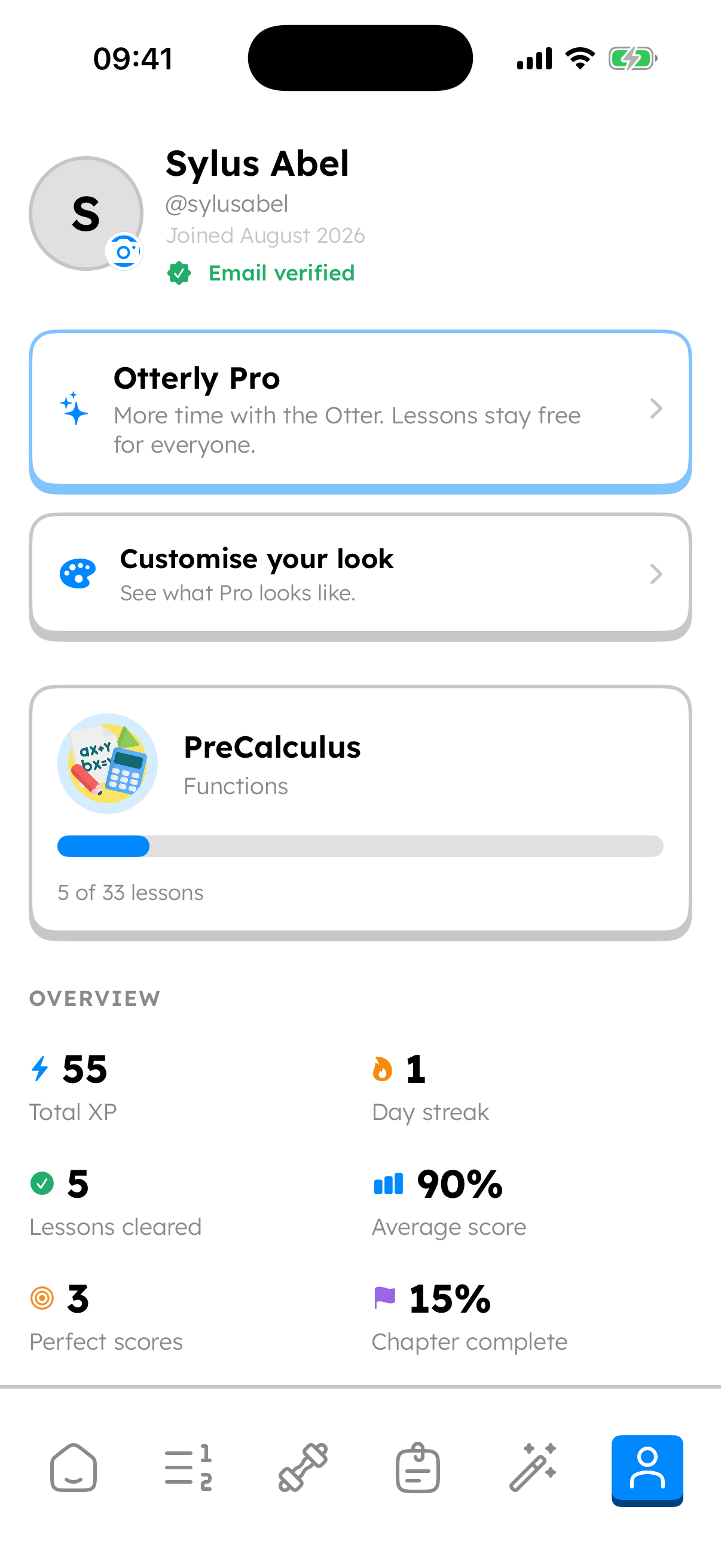 Your profile and streak